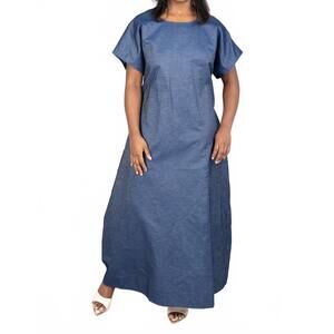 NEW KARA CHIC denim muse maxi dress in blue